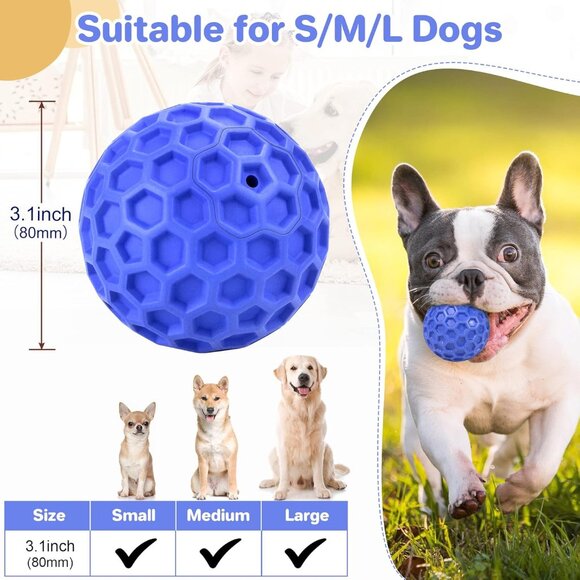 Indestructible Squeaky Dog Ball, Relieves Anxiety, Cleans Teeth, Interactive Che - Picture 2 of 8